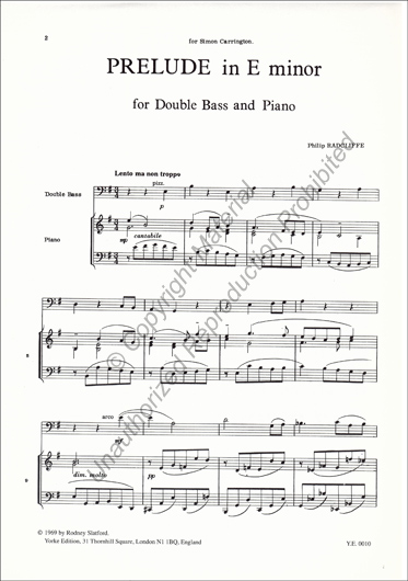 Prelude in E minor for Double Bass and Piano