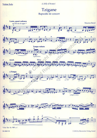 Ravel - Tzigane, Rapsodie de concert (BAR)