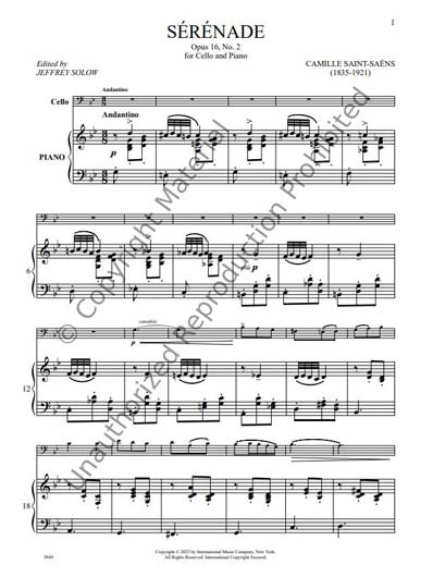 Saint-Saëns - Serenade Op. 16 No. 2 for Cello and Piano (INT)