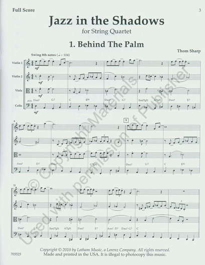 Jazz in the Shadows for String Quartet - Score