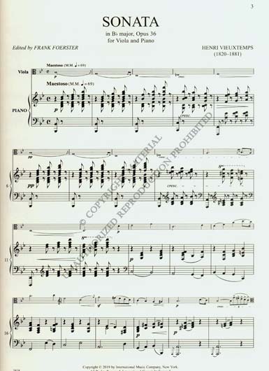Vieuxtemps - Sonata in B flat major, Op. 36 for Viola and Piano