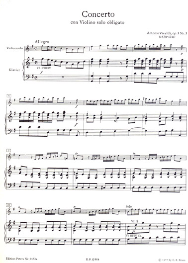Vivaldi - Violin Concerto in G Major, Op.3 No. 3, RV 310 (PET)