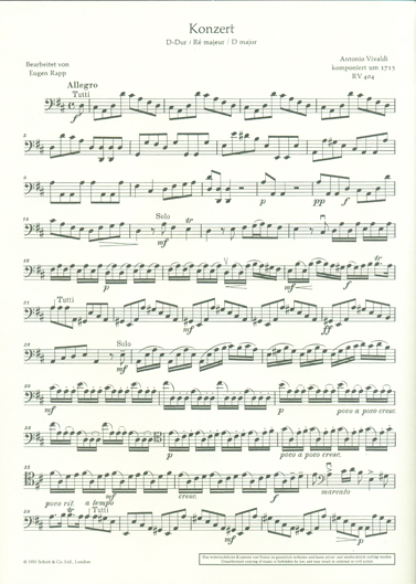 Vivaldi - Cello Concerto in D major, RV 404