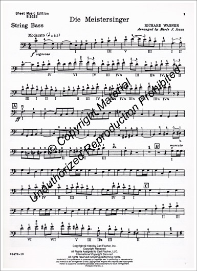 Wagner - Die Meistersinger for Bass and Keyboard (FISCH)