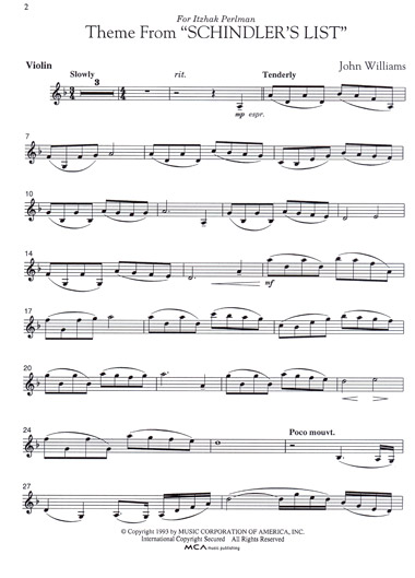 Williams - Three Pieces from Schindler's List for Violin