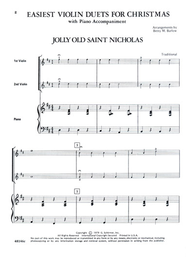 Easiest Violin Duets for Christmas - Book 1