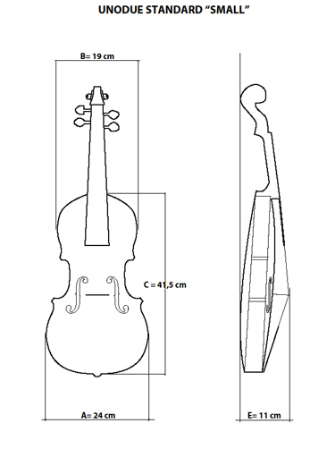 Riboni UNODUE T2 Viola Case - Black- Small (up to 16 3/8 inches)