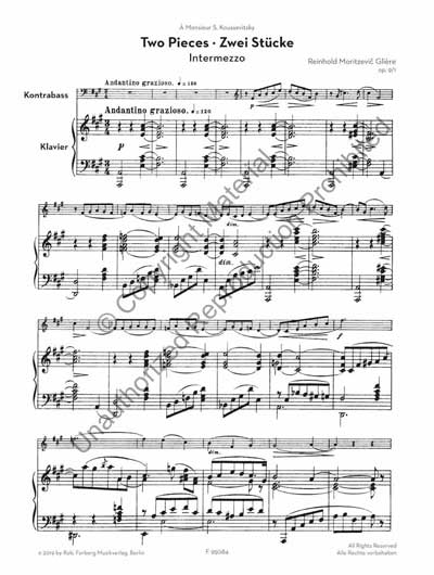 Two Pieces, Op. 32 for Bass and Piano