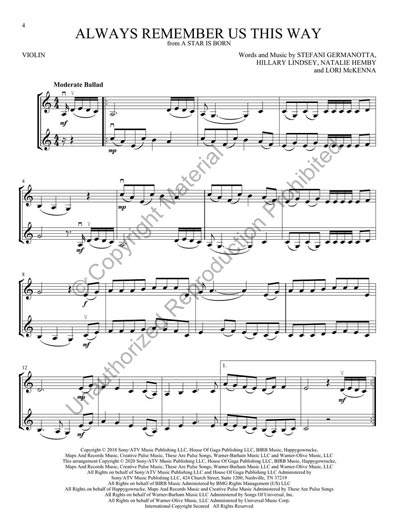 Movie Hits for Violin Duet