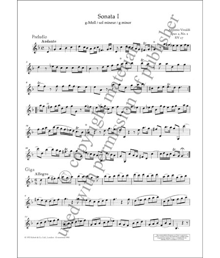 Vivaldi - 12 Sonatas for Violin, Op. 2 Vol. 1 (SCHOTT)