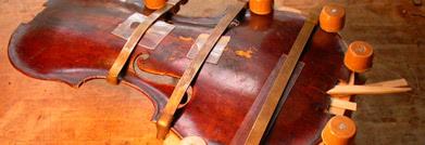 A violin being repaired